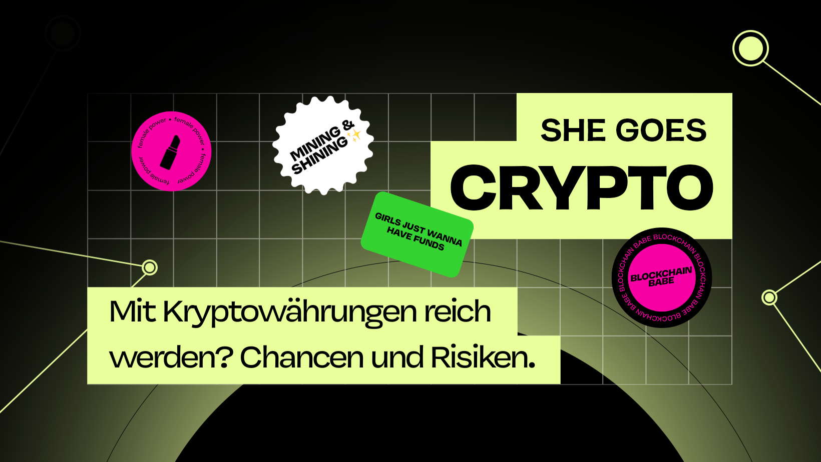 Eine Grafik, die die neue finanzielle-Kolumne ankündigt. Darauf steht: She goes Krypto
