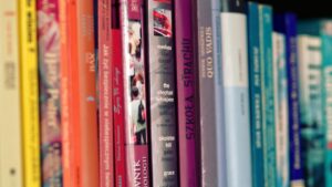 Buchrücken im Regal