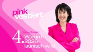 Eine Grafik zur finanzielle-Kolumne "Pinkvestiert": Karina Metzdorf über das Börsenjahr 2026