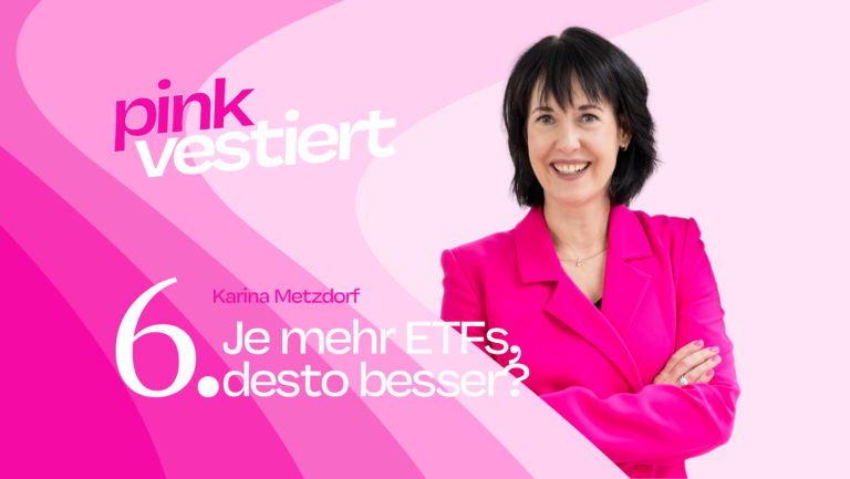 Karina Metzdorf ist finanzielle-Kolumnistin und Börsenexpertin. Man sieht sie auf der pinken Grafik eingeblendet.