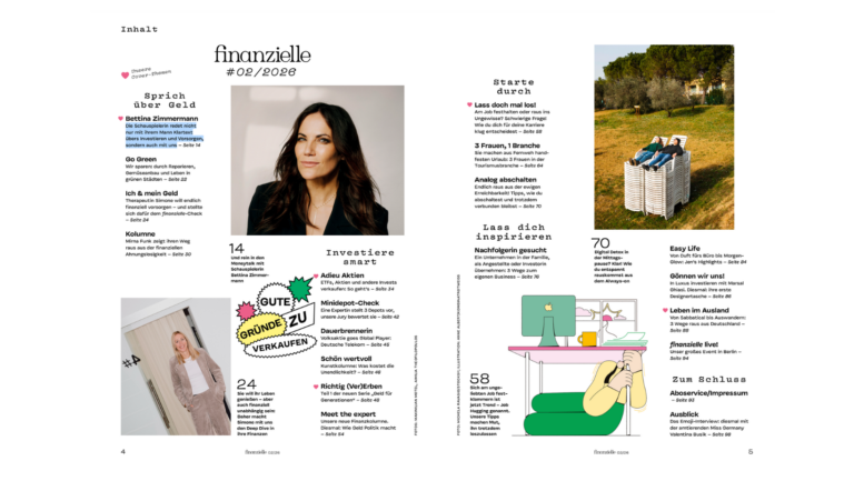 Neue Ausgabe finanzielle: Blick in die Inhaltsangabe, hier mit einem Screenshot zu sehen