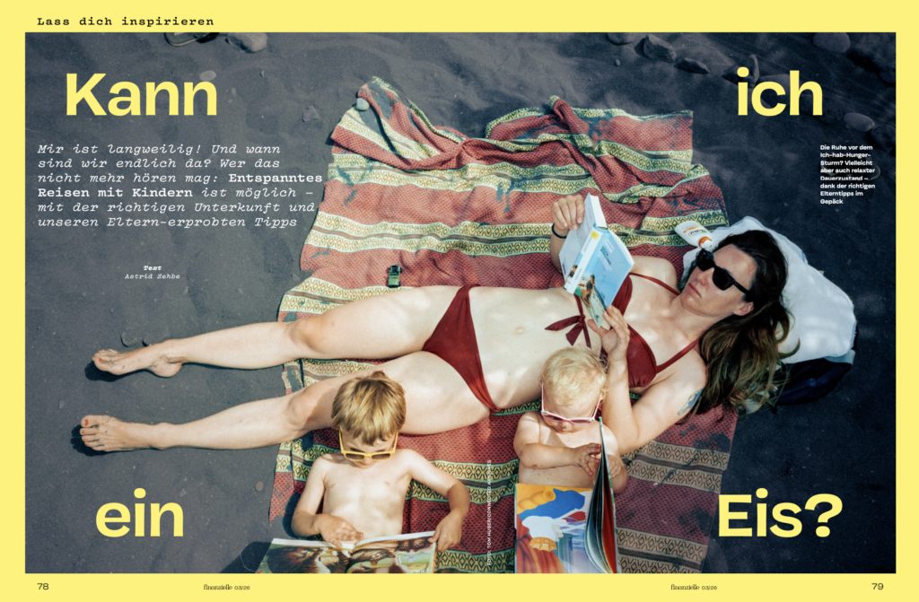 Magazinseite aus finanzielle zum Thema Entspannt reisen mit Kindern